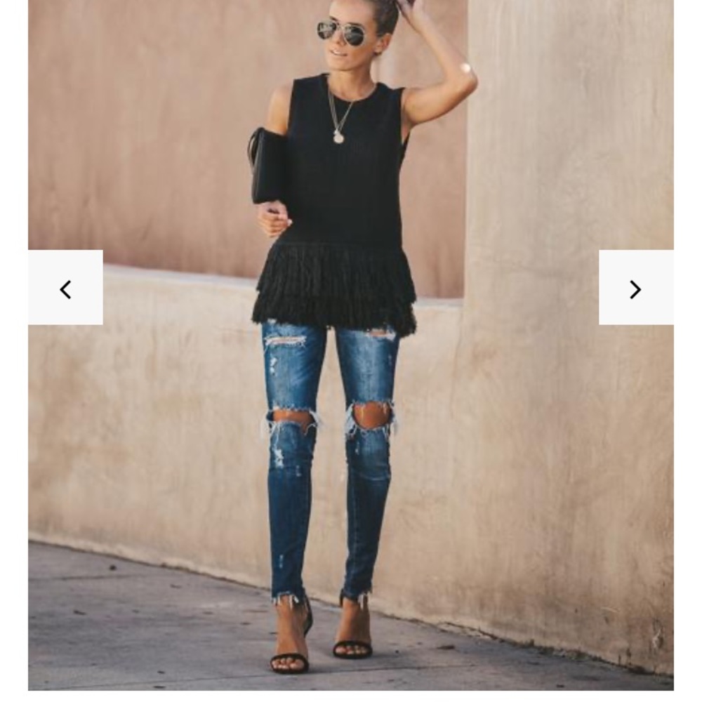 Vici Sleeveless Fringe Sweater